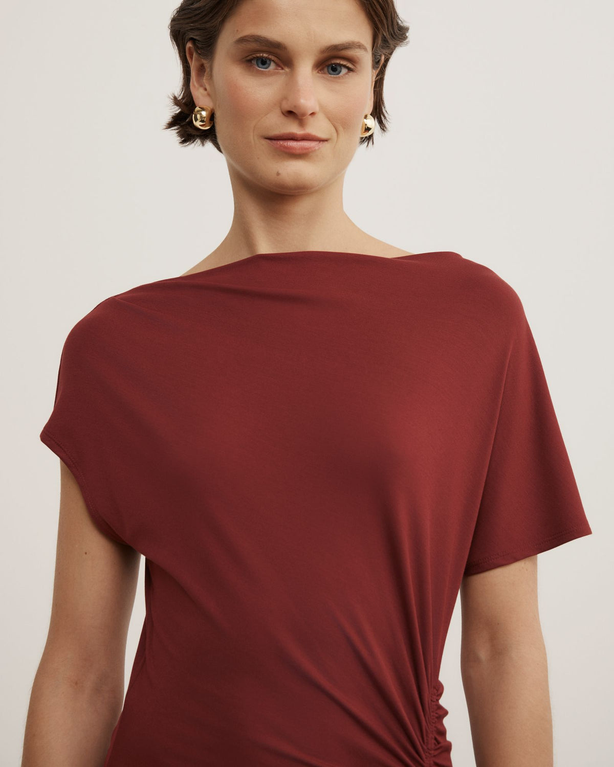 Drape Asymmetric Jersey Dress