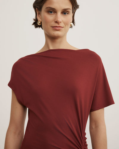 Drape Asymmetric Jersey Dress