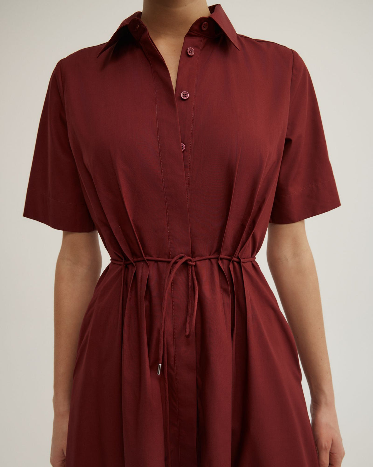 Drawstring Shirt Midi Dress