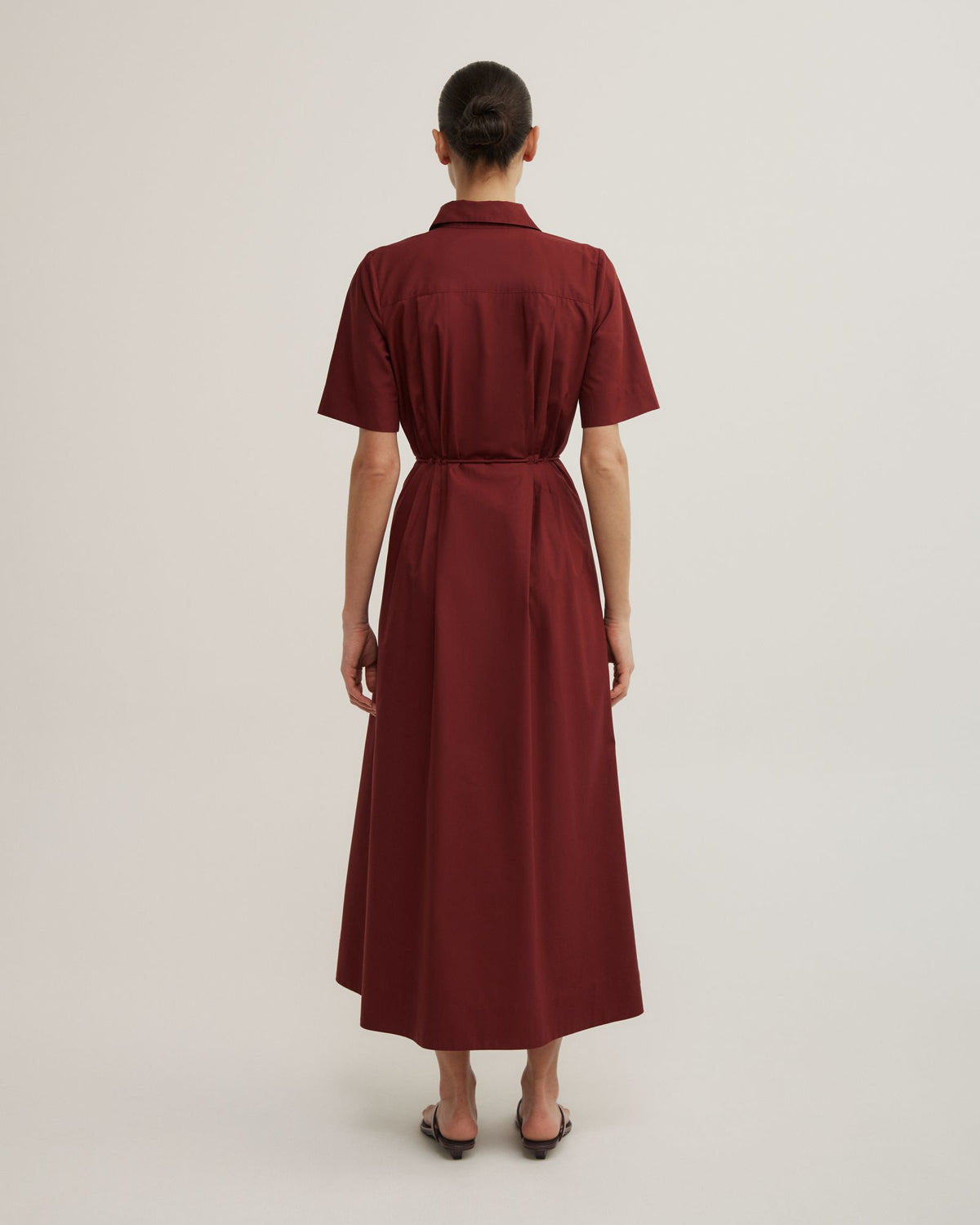 Drawstring Shirt Midi Dress