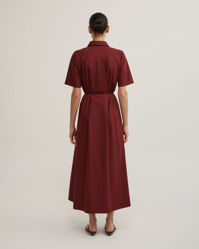 Drawstring Shirt Midi Dress