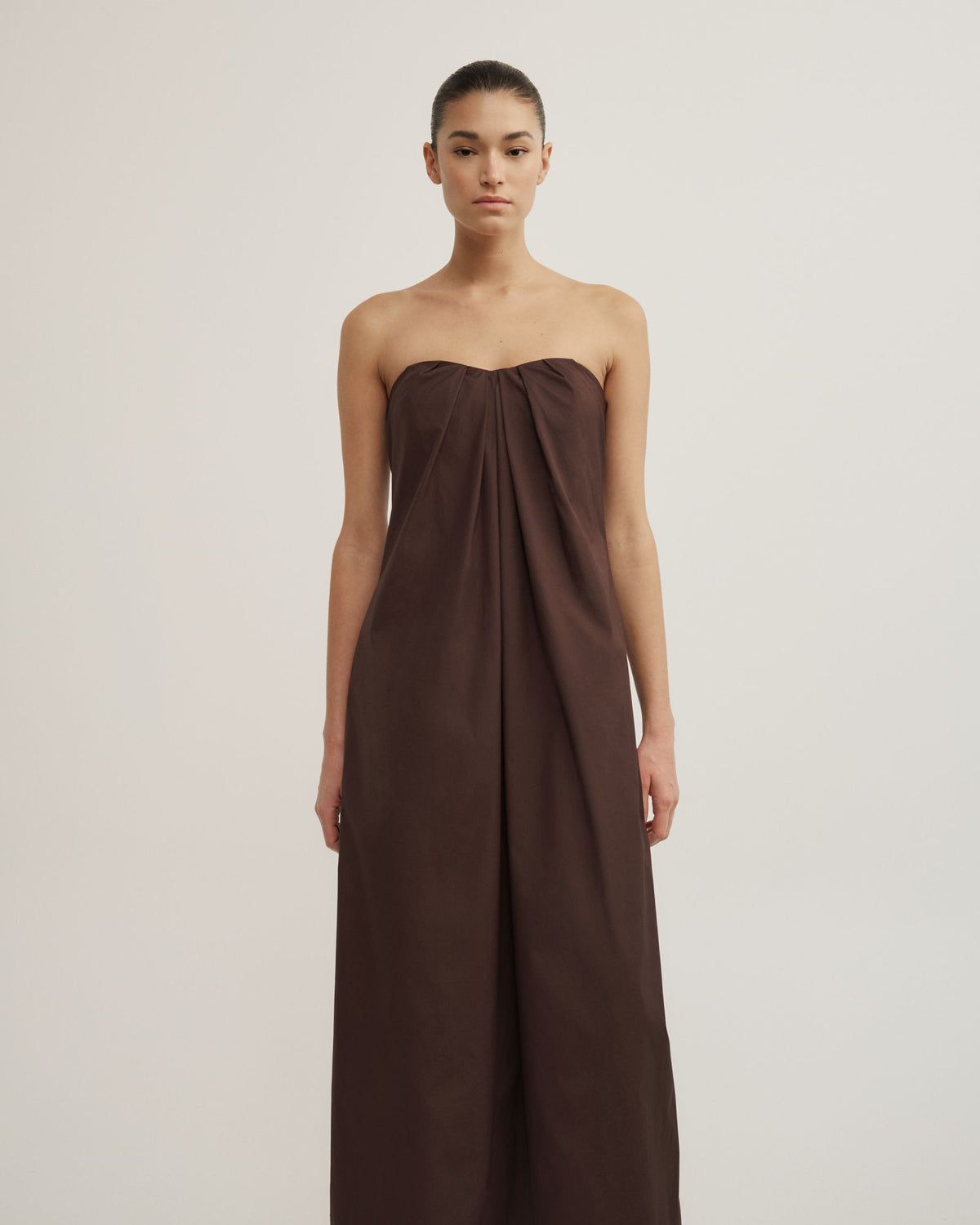 Gathered Bandeau Midi Dress
