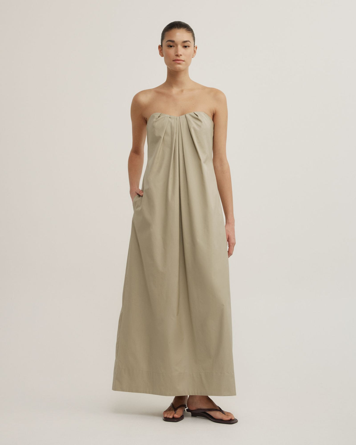 Gathered Bandeau Midi Dress