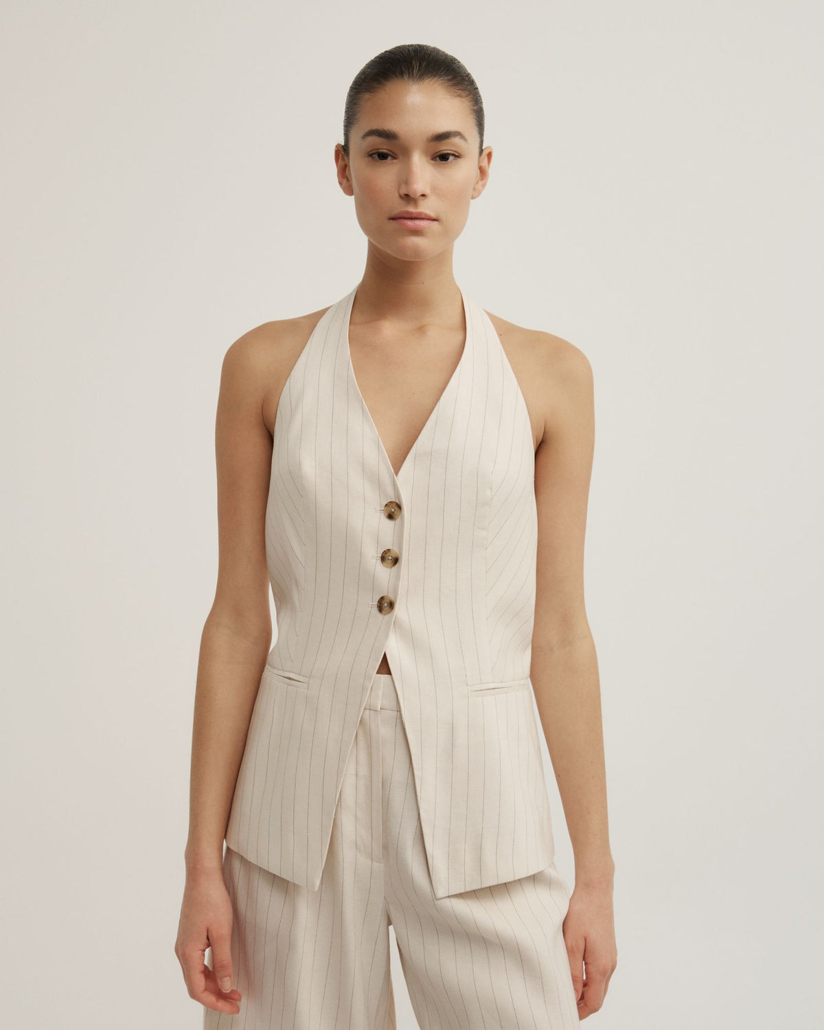Pinstripe Halter Vest