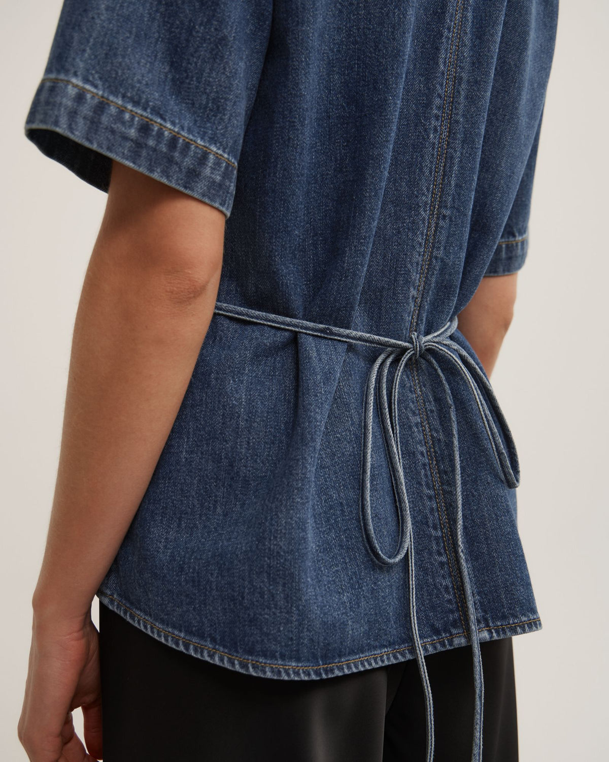 Wrap Denim Short Sleeve Shirt