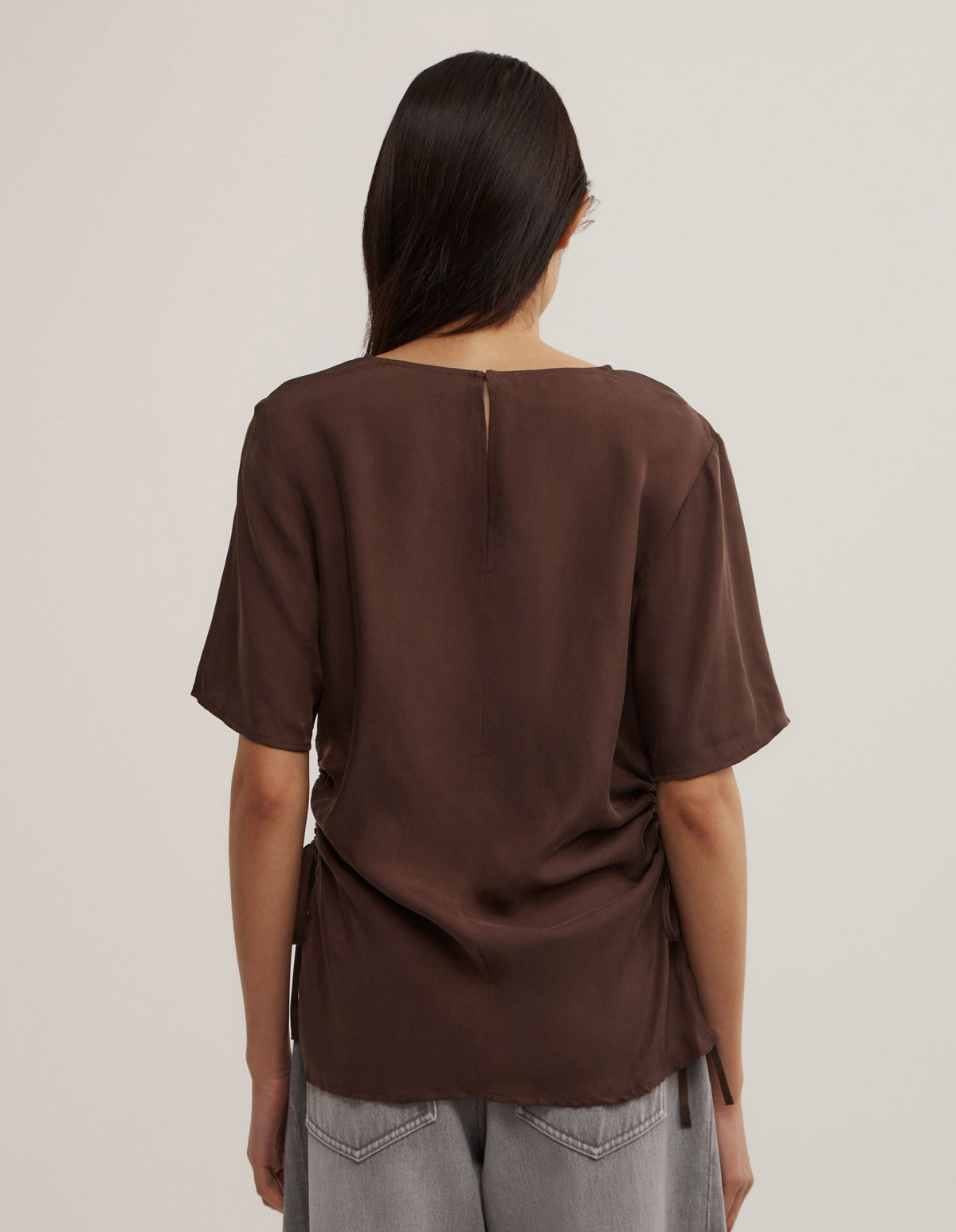 Ruched Woven T-Shirt