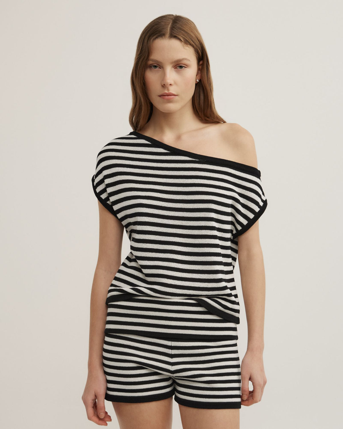 Asymmetric Slouch Short Sleeve Knit