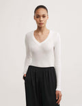 Fine V-Neck Long-Sleeve Top