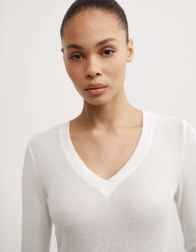Fine V-Neck Long-Sleeve Top