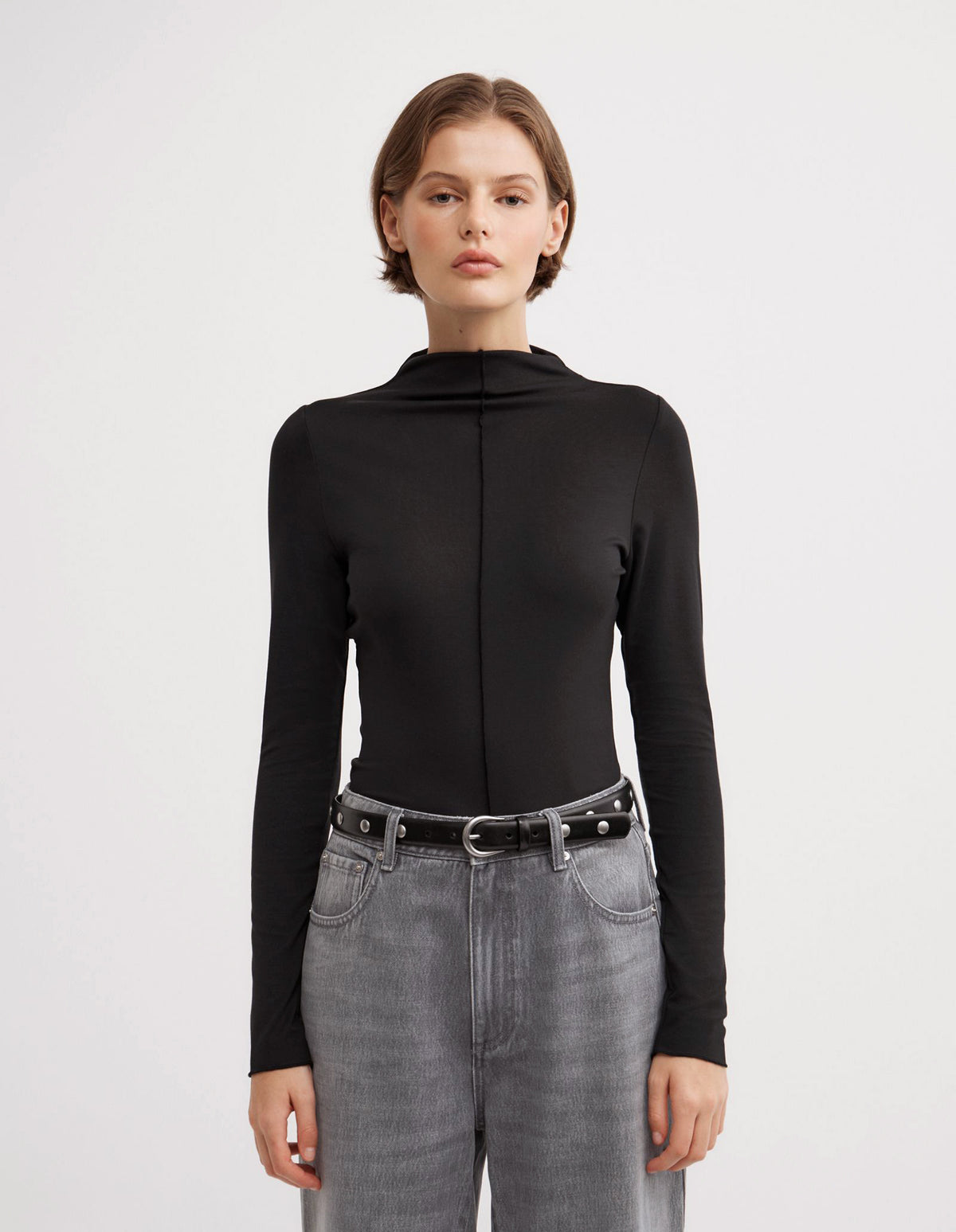 Mock Neck Jersey Top