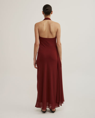 Halter Drape Tie Maxi Dress