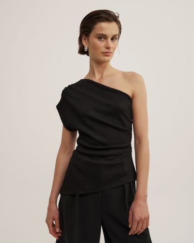 One Shoulder Textured Top