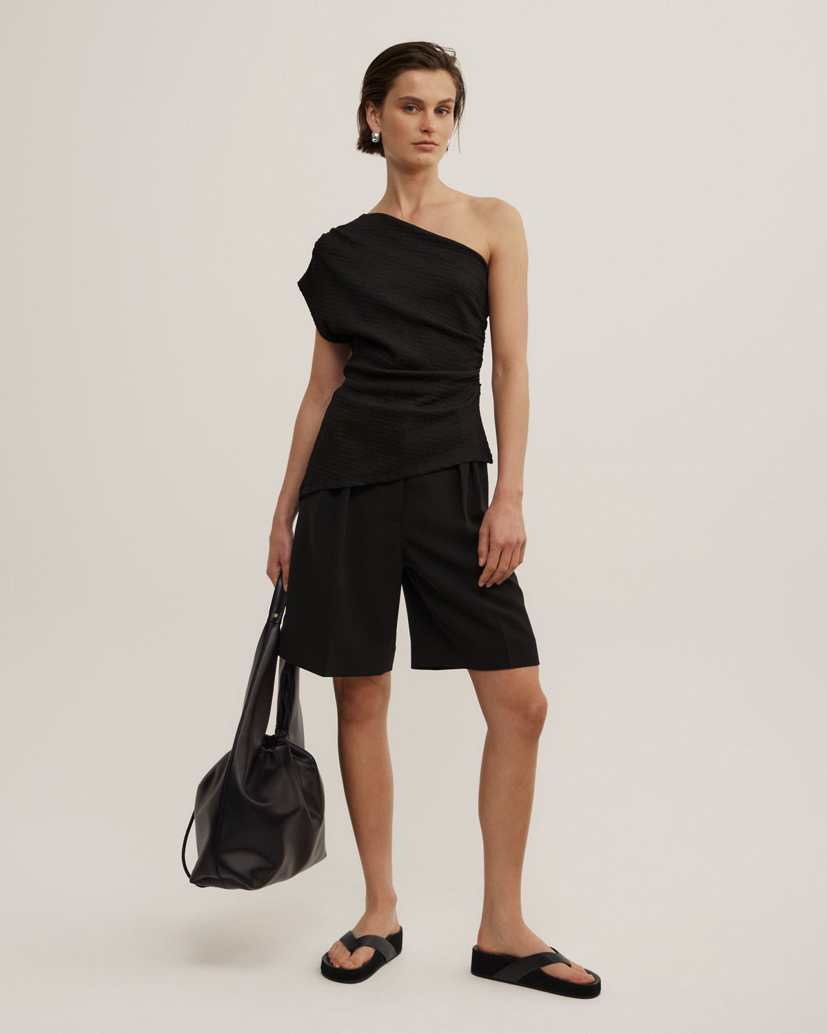 One Shoulder Textured Top
