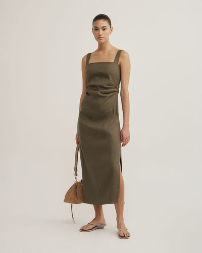 Wide Strap Midi Dress