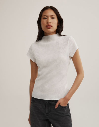 High Neck Textured T-Shirt