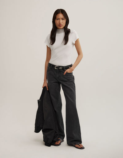 High Neck Textured T-Shirt