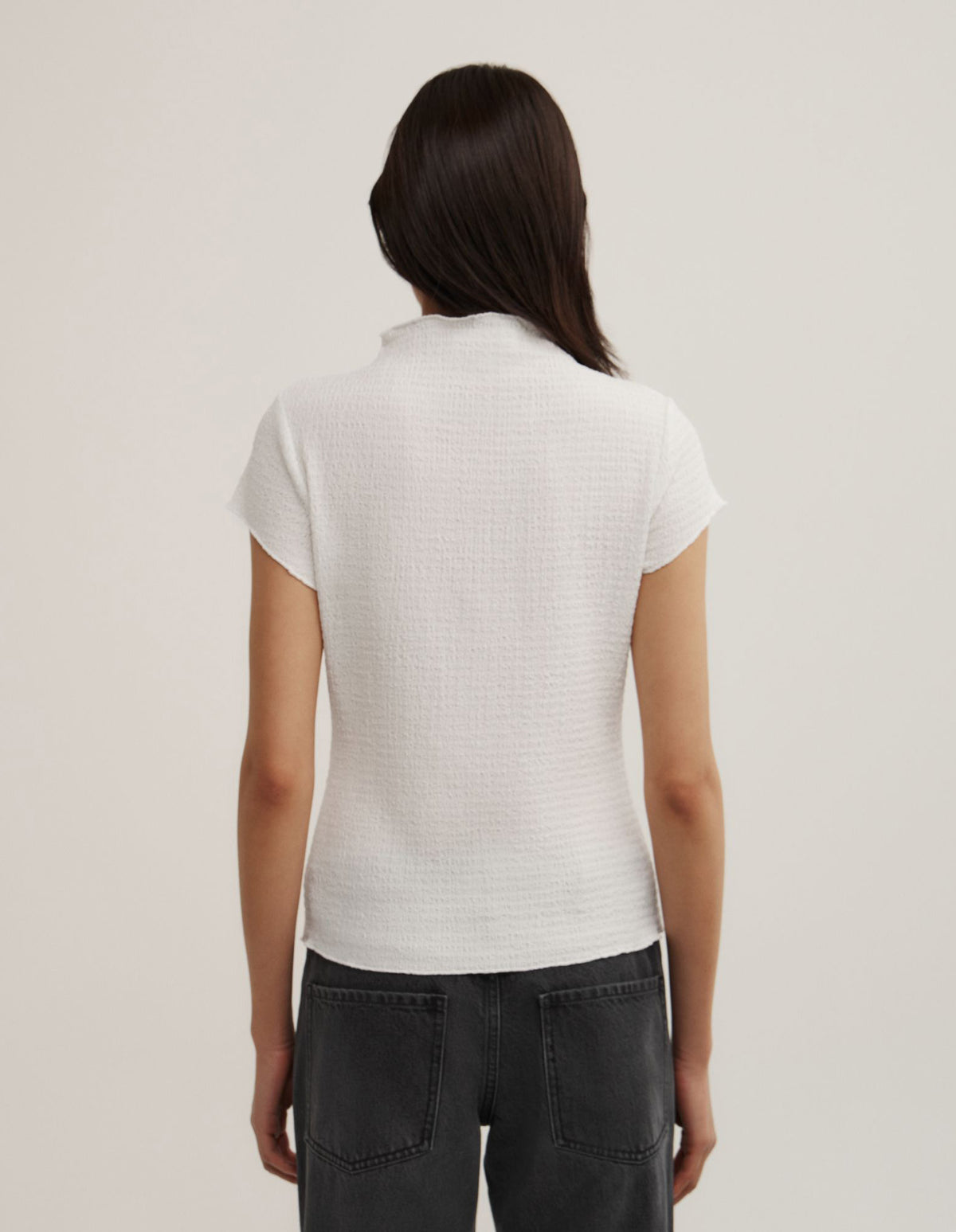 High Neck Textured T-Shirt