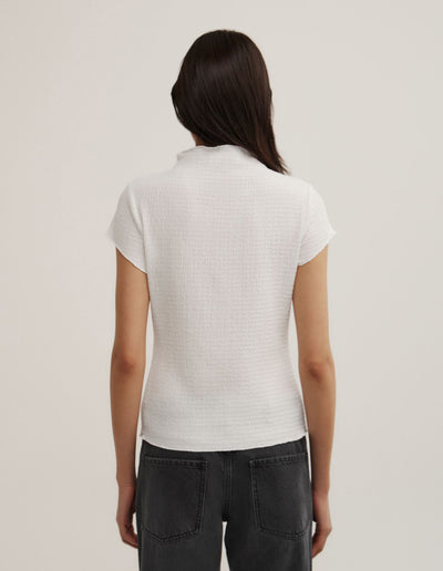 High Neck Textured T-Shirt