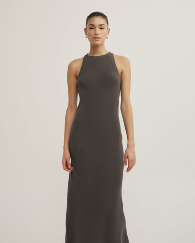 Silk Racer Back Midi Dress