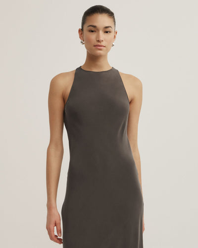 Silk Racer Back Midi Dress