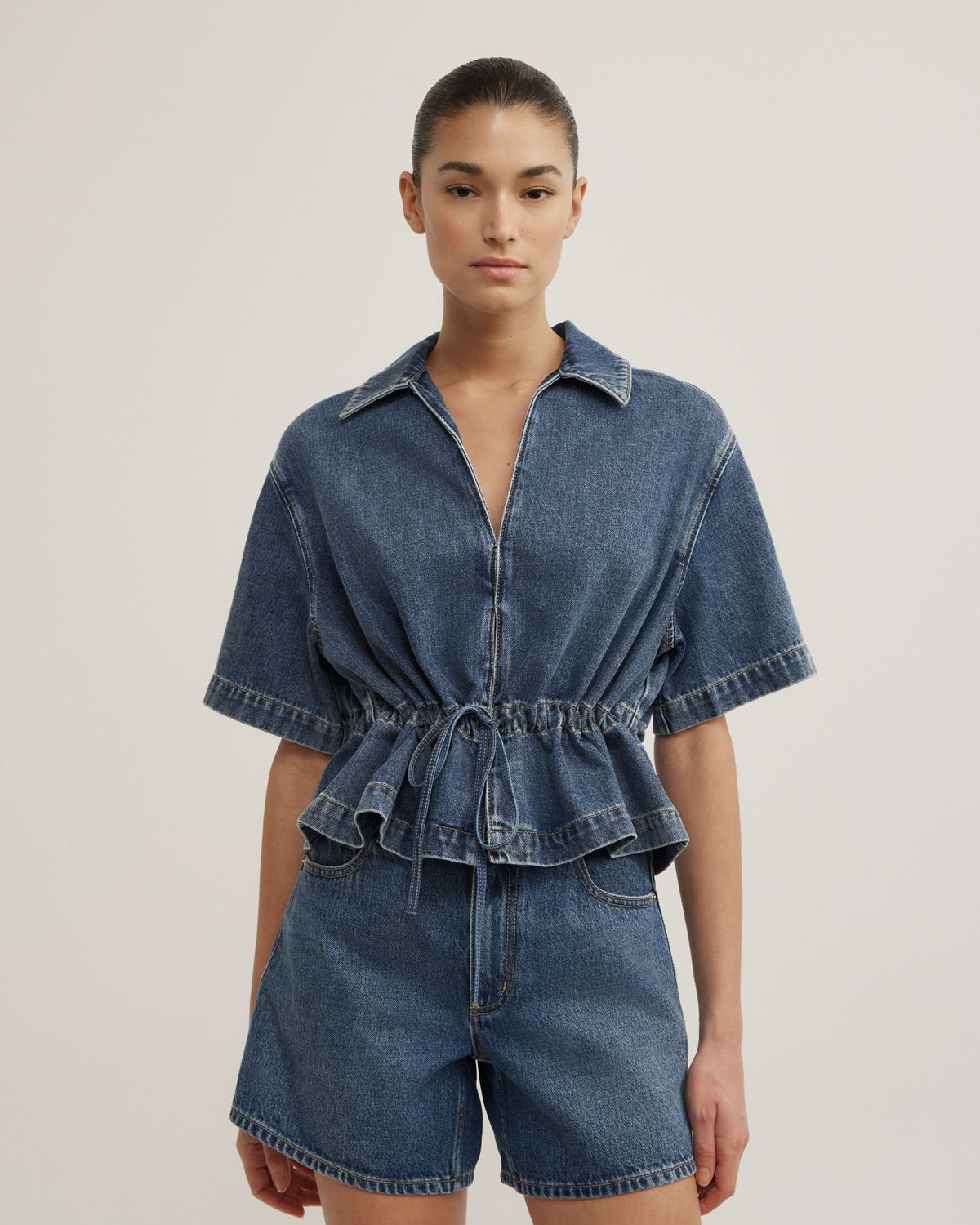 Bow Denim Shirt